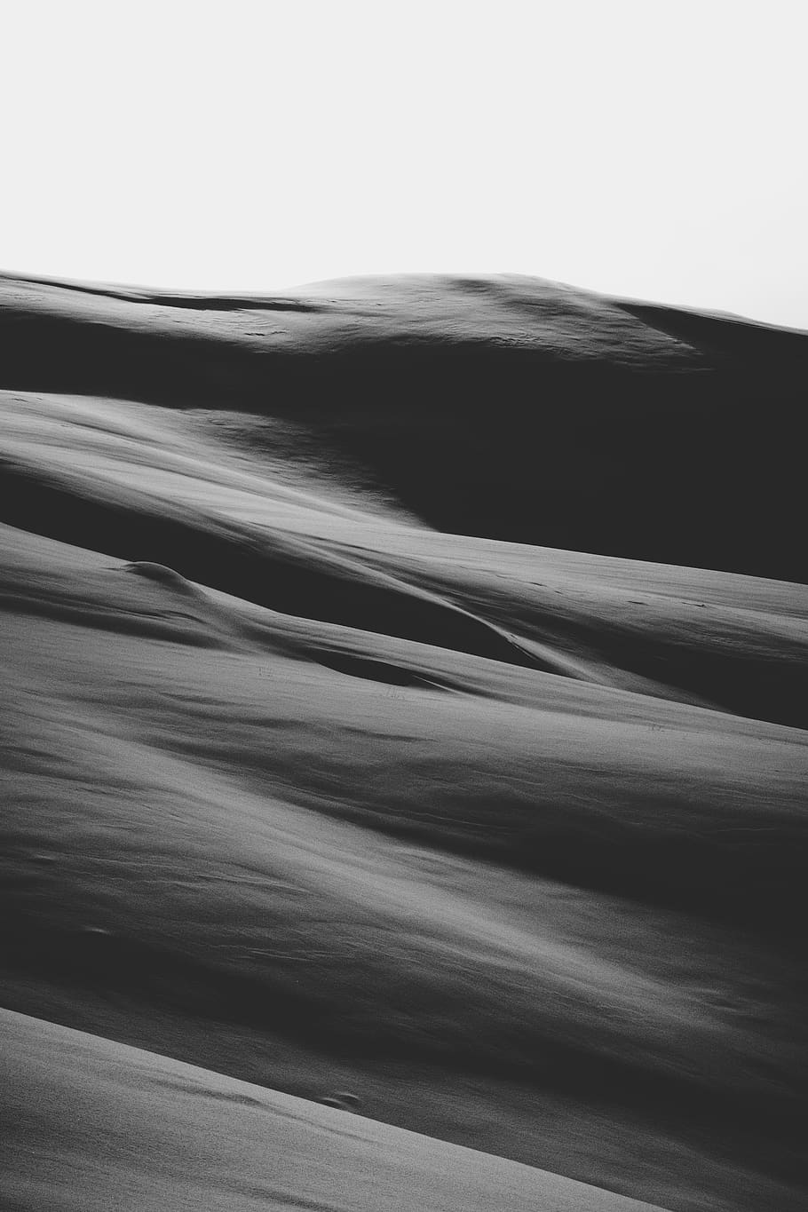 soil, sand, outdoors, nature, dune, desert, snow, black and white, HD wallpaper