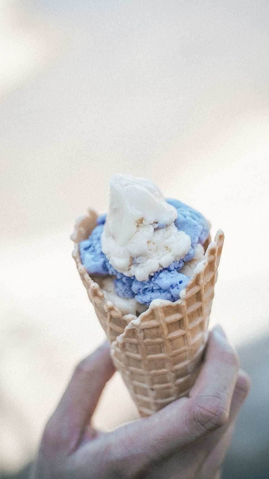 ice cream on cone, sweet, frozen, sweet food, food and drink HD wallpaper