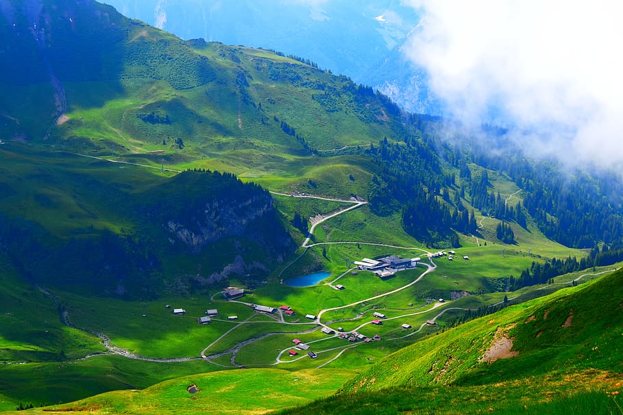 mountains, alpine, landscape, panorama, alpine panorama, mountain landscape HD wallpaper