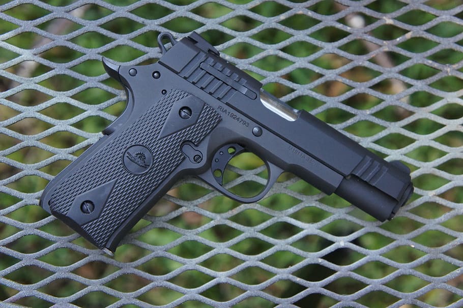 gun, pistol, firearm, weapon, no people, security, pattern HD wallpaper