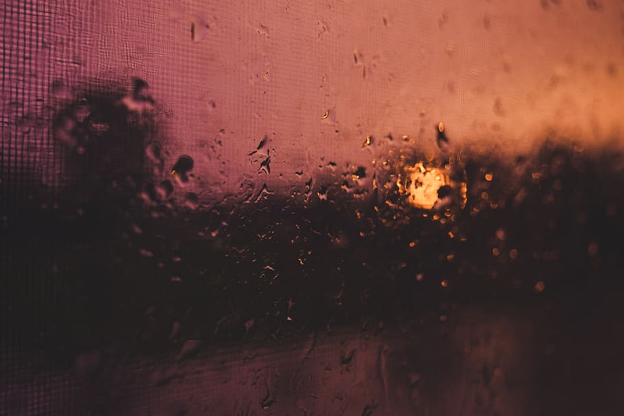 sky, rain, sunset, pink, orange, warm, window, dark, wet, drop HD wallpaper
