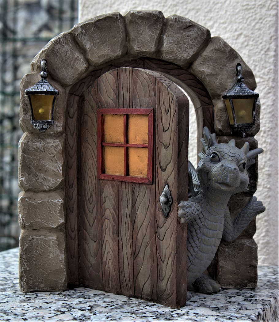 dragon's gate, window, decoration, archway, funny, figure, beautiful HD wallpaper
