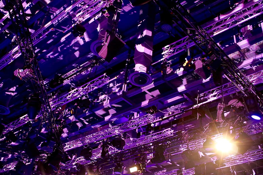 light, violet, purple, technology, cross-bars, futuristic, structure HD wallpaper