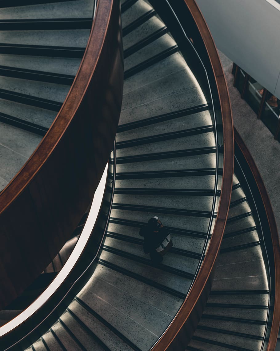 person climbing stairs, staircase, steps and staircases, architecture HD wallpaper