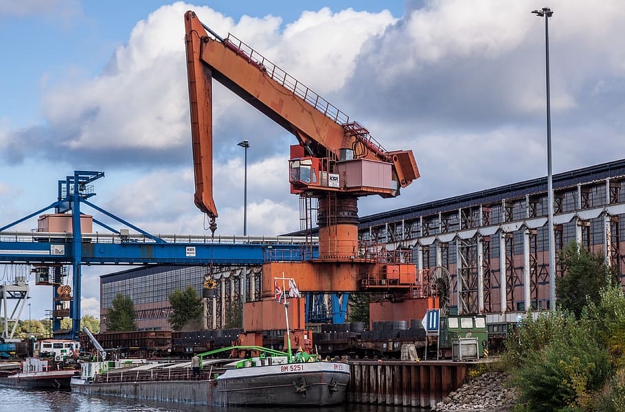 port, crane, ship, cargo, transport, loading, industry, shipping HD wallpaper
