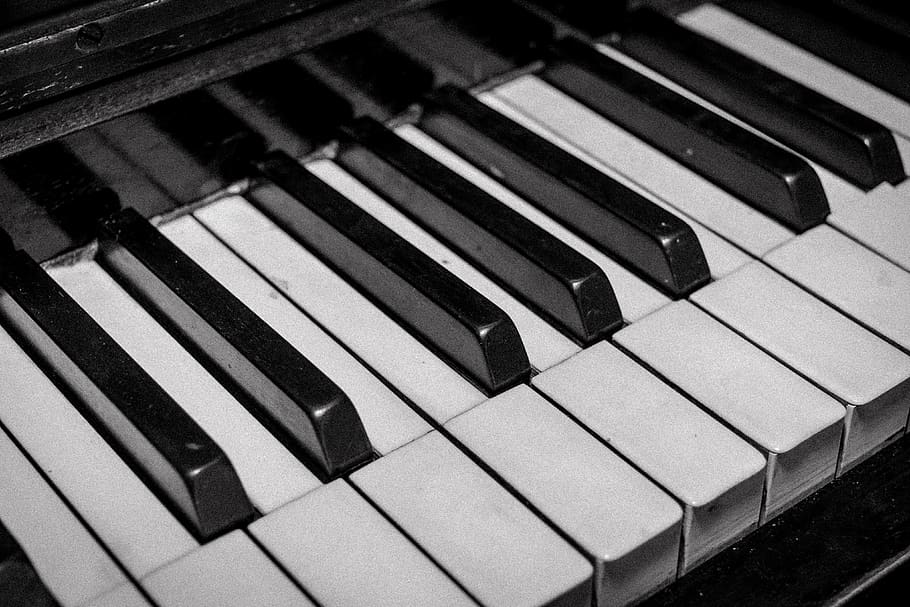 white and black piano, leisure activities, musical instrument HD wallpaper