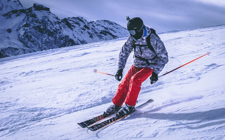 person skiing during daytime, human, nature, outdoors, snow, sport HD wallpaper