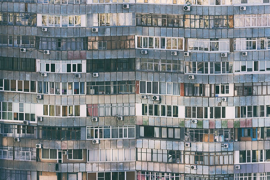 russia, krasnodar, urban, building, windows, architecture, building exterior