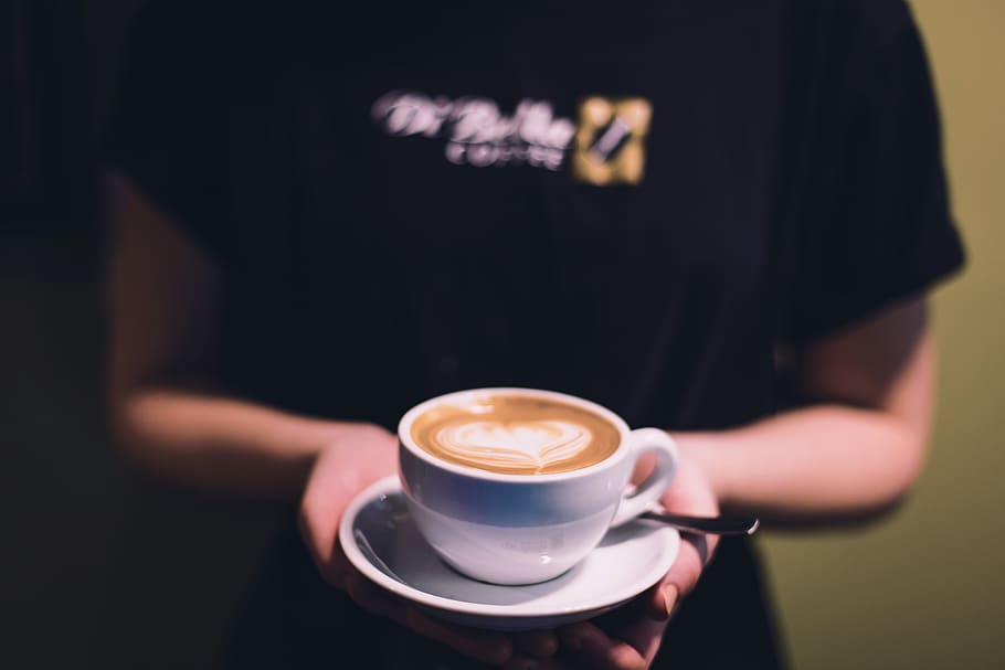 coffee cup, white coffee, flat white, latte, barista, waiter HD wallpaper