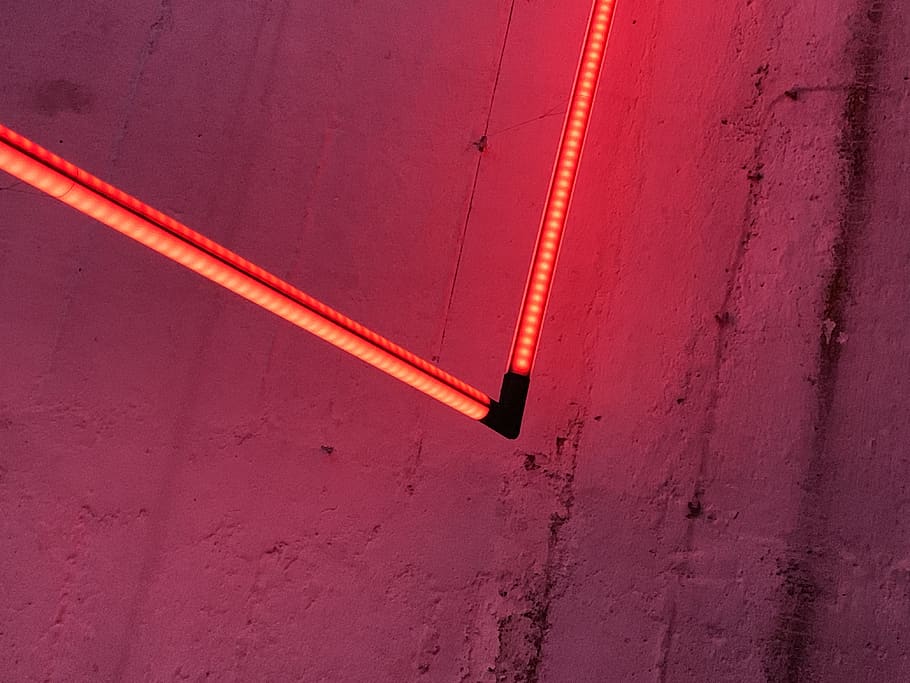 red LED lamp, wall - building feature, built structure, architecture HD wallpaper