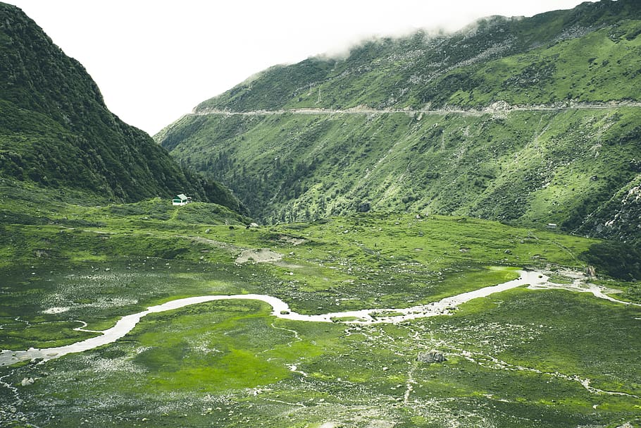 HD wallpaper: india, sikkim, landscape, highlands, house, mountain, stream  | Wallpaper Flare