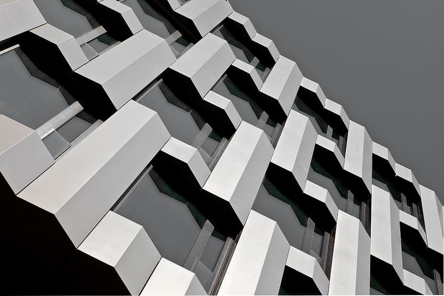 facade, building, architecture, diagonal, pattern, window, glass HD wallpaper
