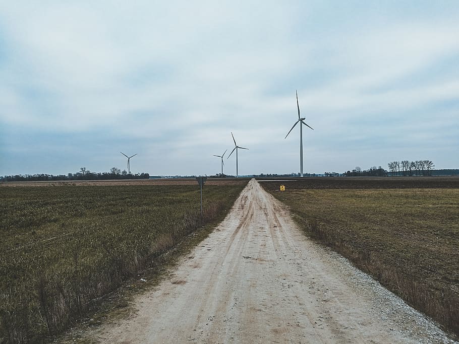 wind, windmills, electricity, power, plant, farm, winter, rotation HD wallpaper