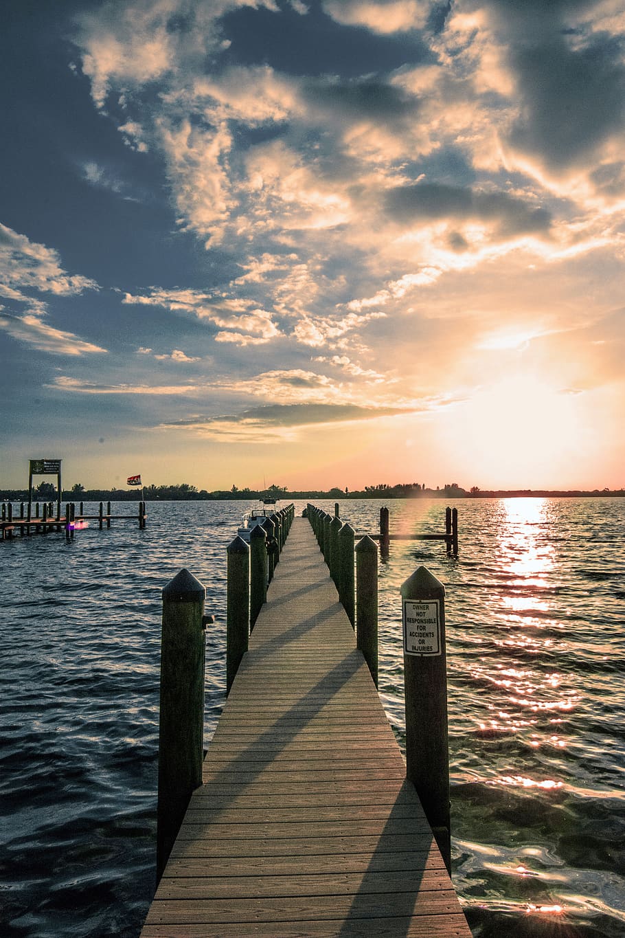 Brown Wooden Dock, boardwalk, clouds, evening, jetty, landscape HD wallpaper