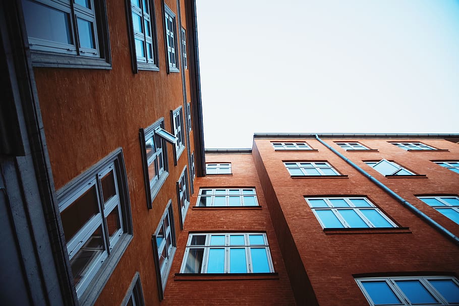 brown commercial building, brick, window, housing, denmark, københavn HD wallpaper