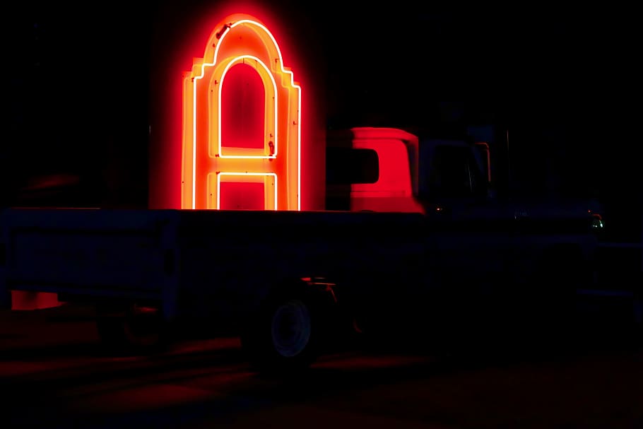 neon, letter a, night, illuminated, red, transportation, mode of transportation HD wallpaper