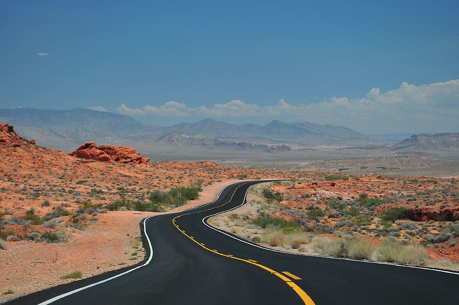 rural, road, desert, landscape, nature, outdoors, blue, sky HD wallpaper