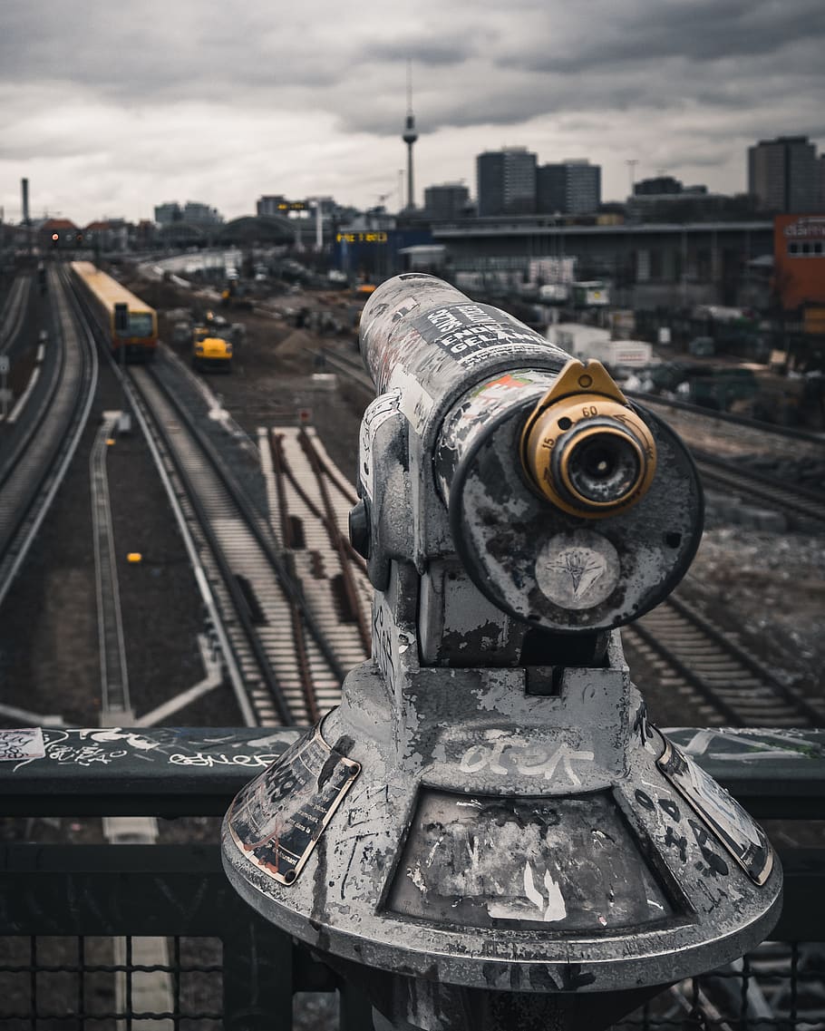 berlin, germany, grey, skyline, dopth of field, train, background HD wallpaper