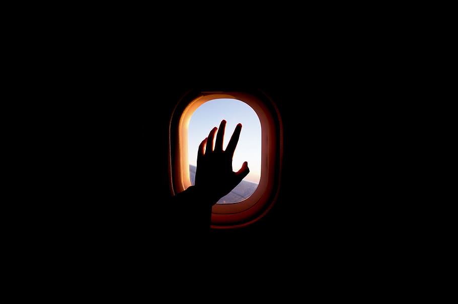 airplane, sun, light, hand, human, black, sunset, flight, flying HD wallpaper
