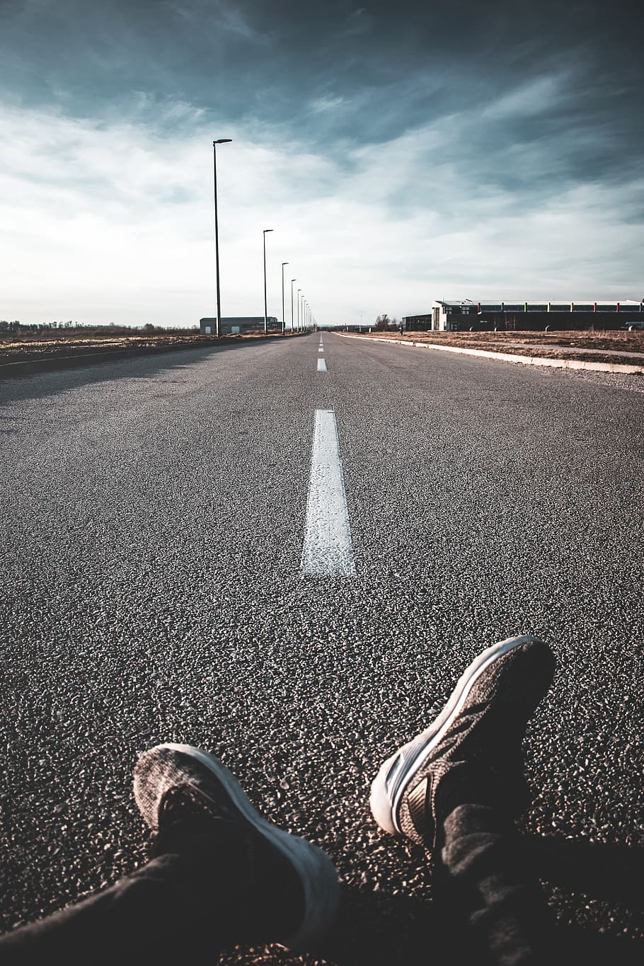 HD wallpaper: person sitting on empty road, low section, personal ...