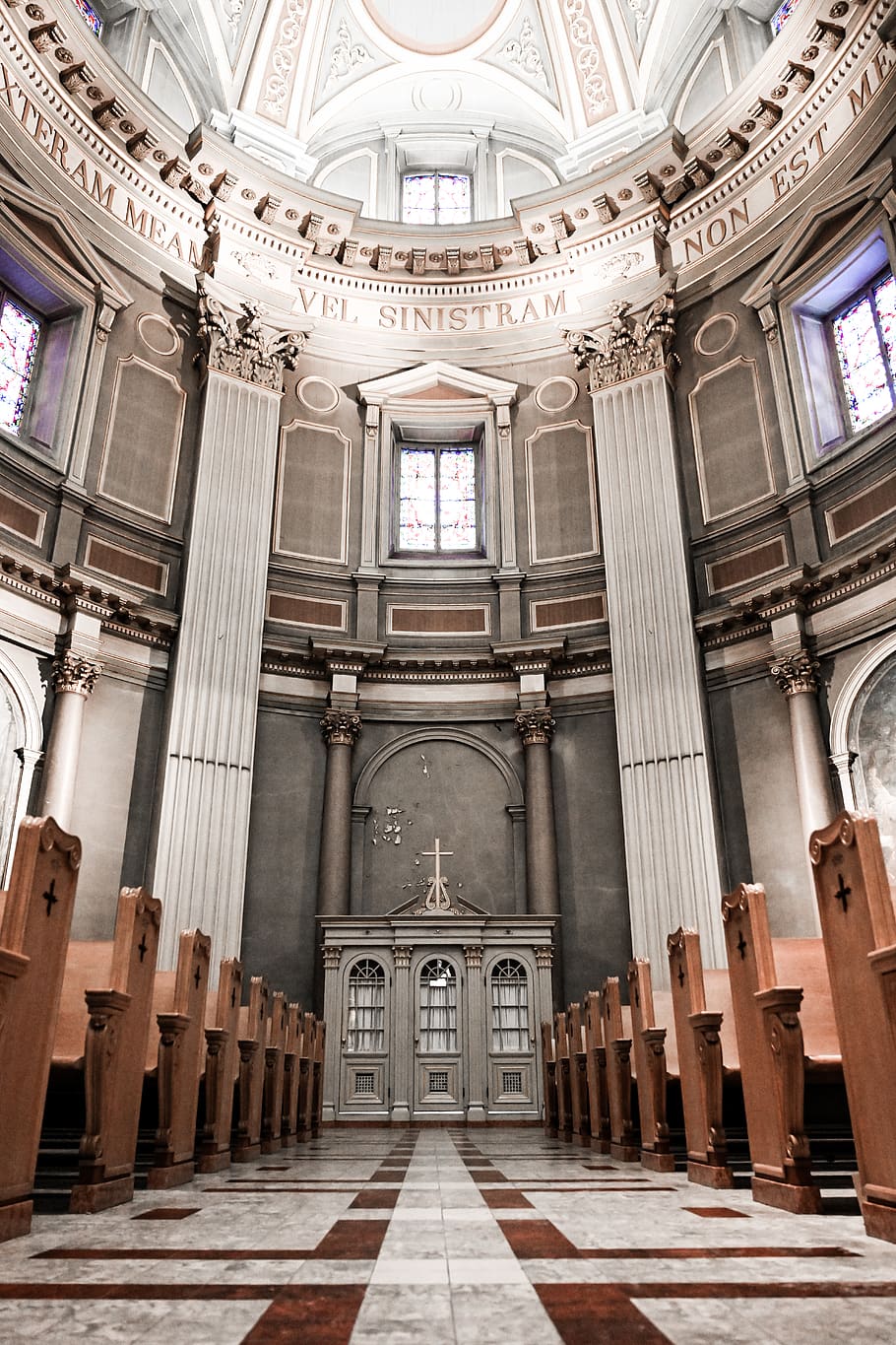 architecture, building, corridor, indoors, church, altar, flooring HD wallpaper