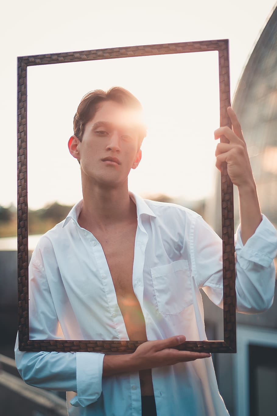 Man Holding Rectangular Frame, good-looking, handsome, model HD wallpaper