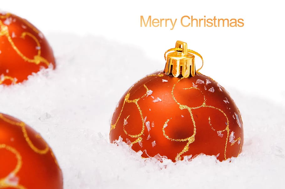 ball, snow, shine, isolated, wallpaper, decoration, fun, white HD wallpaper