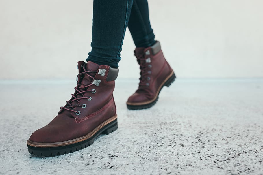 walking person using work boots, shoe, low section, human leg HD wallpaper
