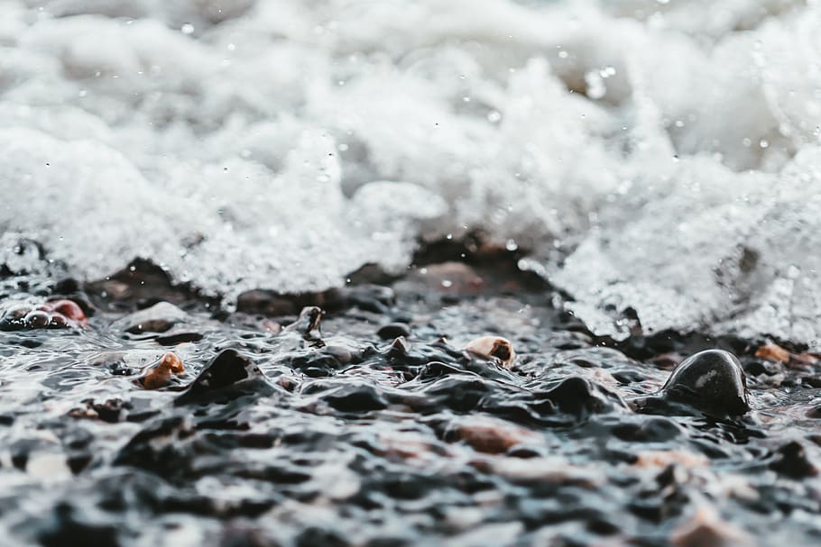wave, foam, close up, beach, coast, sea, water, inject, nature HD wallpaper