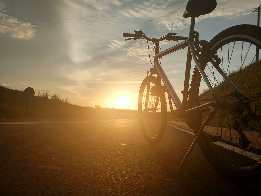 #bike #road #sol #tarde, transportation, sky, bicycle, land vehicle, HD wallpaper