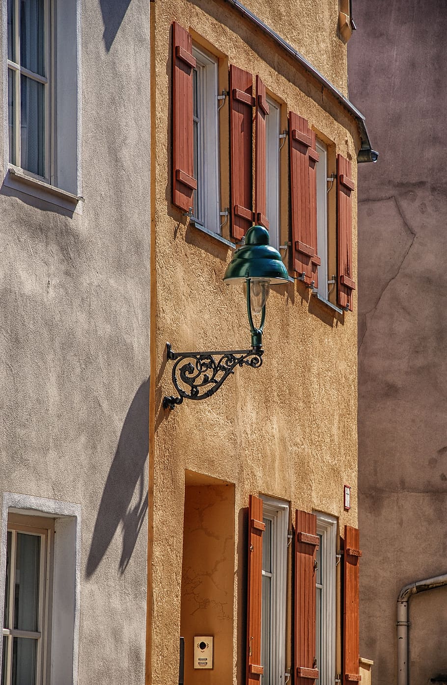 nördlingen, architecture, house, window, door, street lamp, HD wallpaper