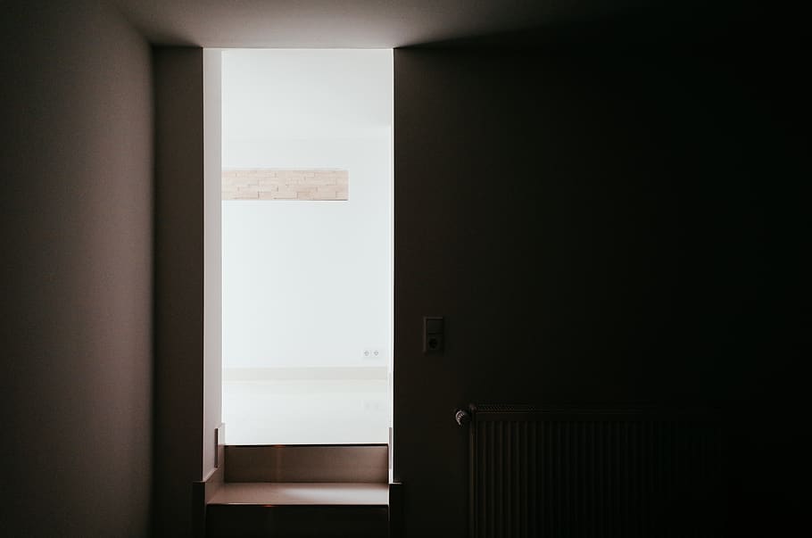 white radiator heater, corridor, building, window, light, room HD wallpaper
