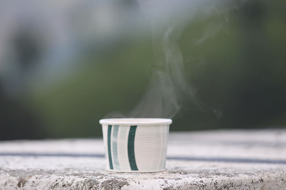 coffee, cup, smogs, nature, focus on foreground, smoke - physical structure HD wallpaper