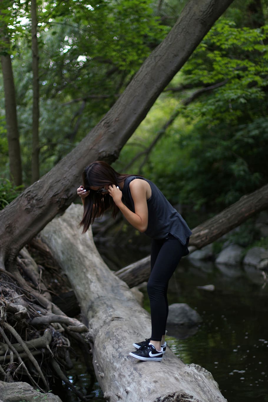 portrait, girl, forest, tree, plant, real people, leisure activity HD wallpaper