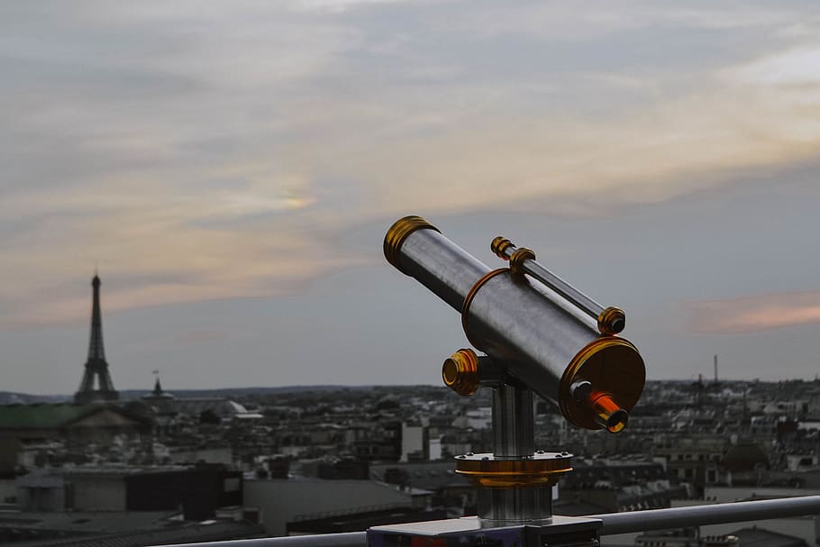 gray telescope, paris, france, transportation, airplane, aircraft HD wallpaper