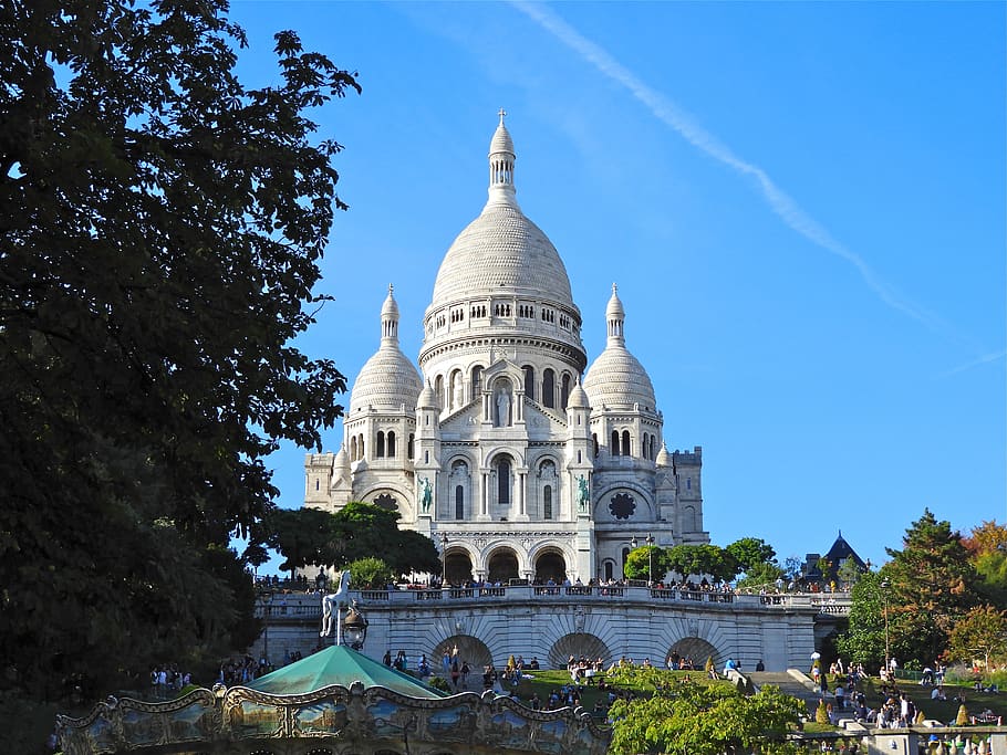 paris, sacre-coeur, montmartre, architecture, landmark, france, HD wallpaper