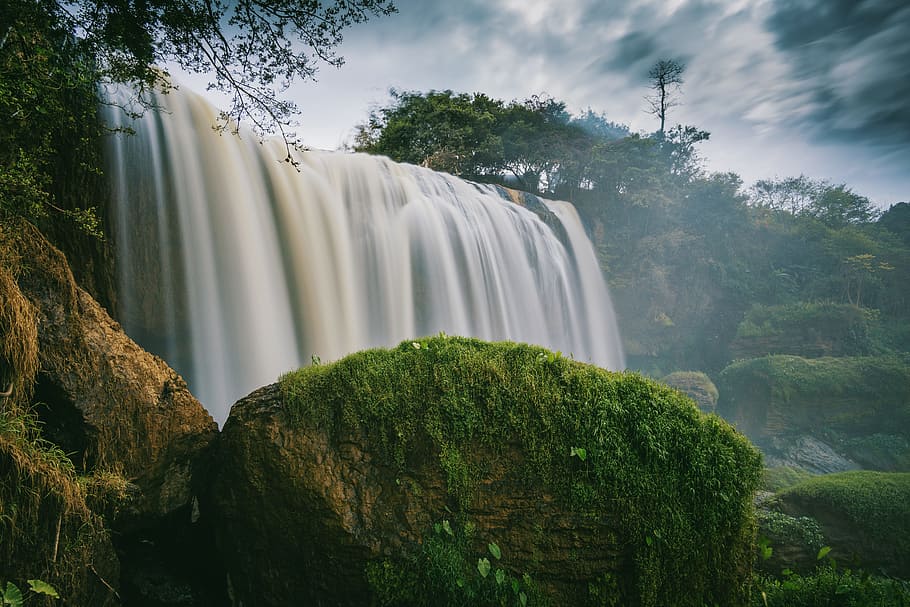 Photography of Waterfalls Surrounded by Trees, cascade, environment HD wallpaper