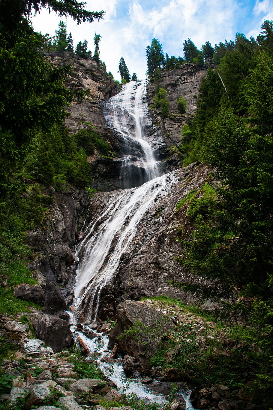 waterfall, nature, landscape, cascade, creek, scenic, white water HD wallpaper