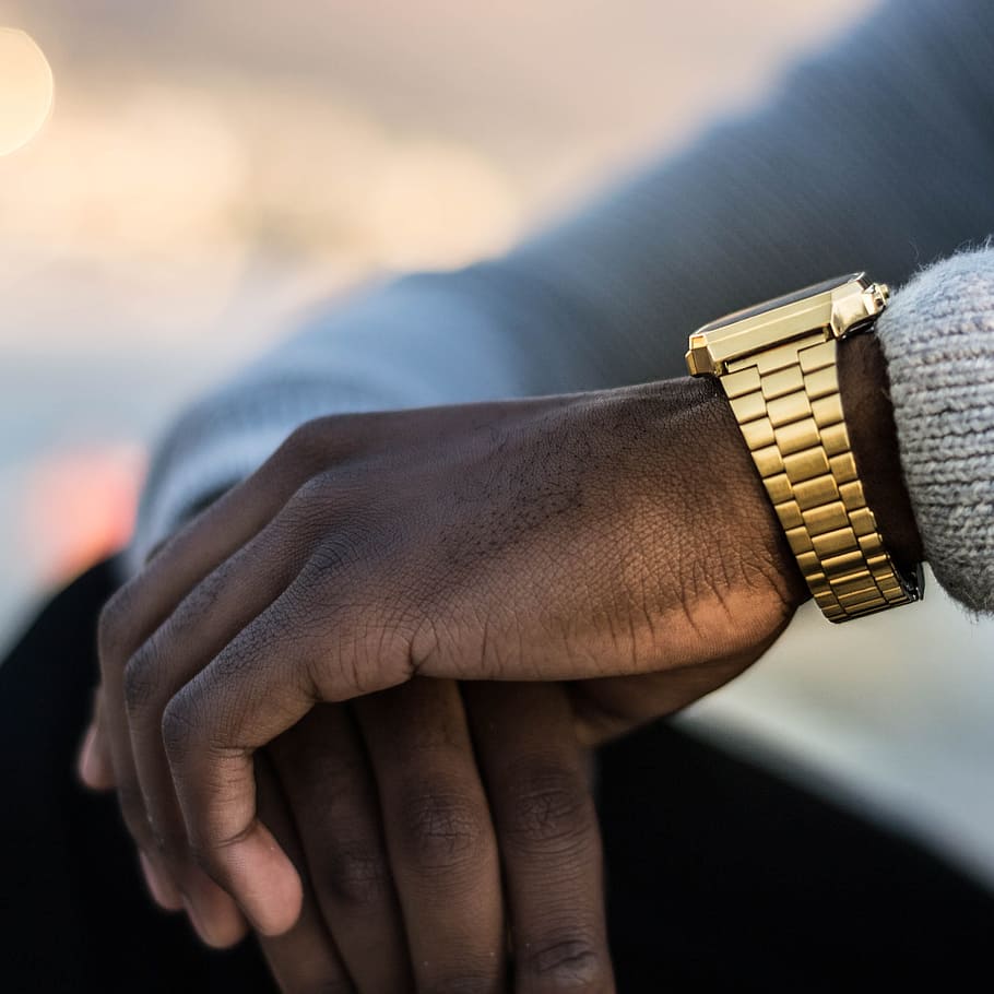 Gold Watch, hands, man, wristwatch, human hand, human body part HD wallpaper