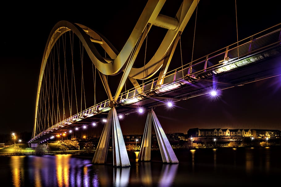 Photo Of Bridge, architecture, city, evening, illuminated, night HD wallpaper