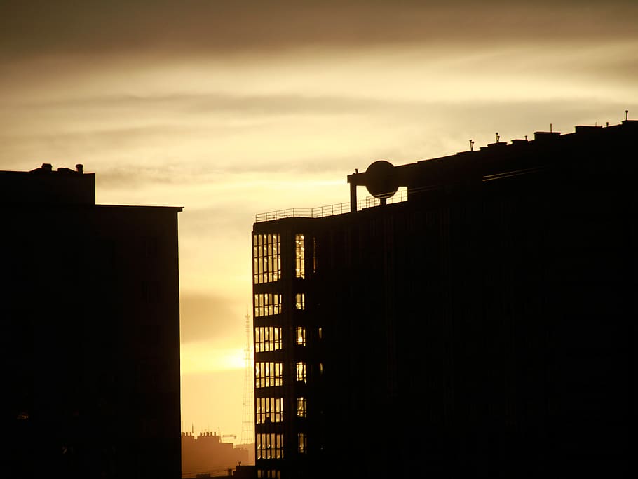 building, night, window, sky, sunset, architecture, cloud - sky HD wallpaper