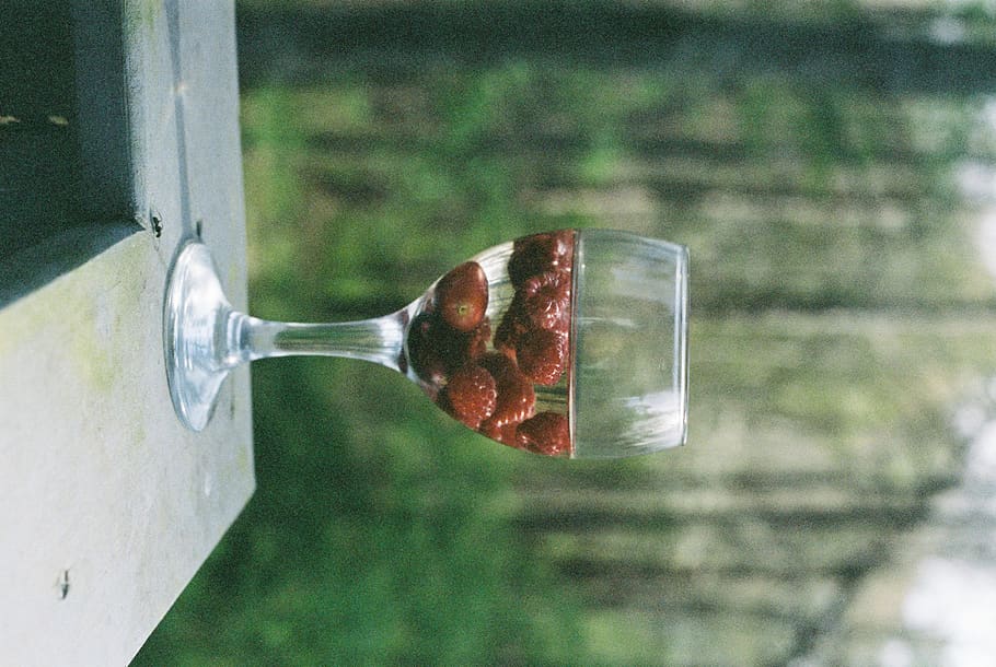 drink, raspberry, grape, film, 35mm, fuji, wine, glass, focus on foreground HD wallpaper