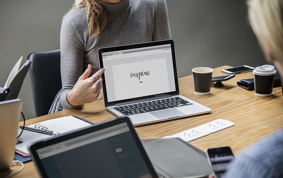 Laptop Computer Displaying Inspire Text, screen, word, technology HD wallpaper