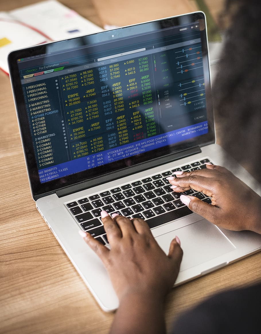 Turned On Macbook Pro, data, electronics, exchange, finance, gadget HD wallpaper