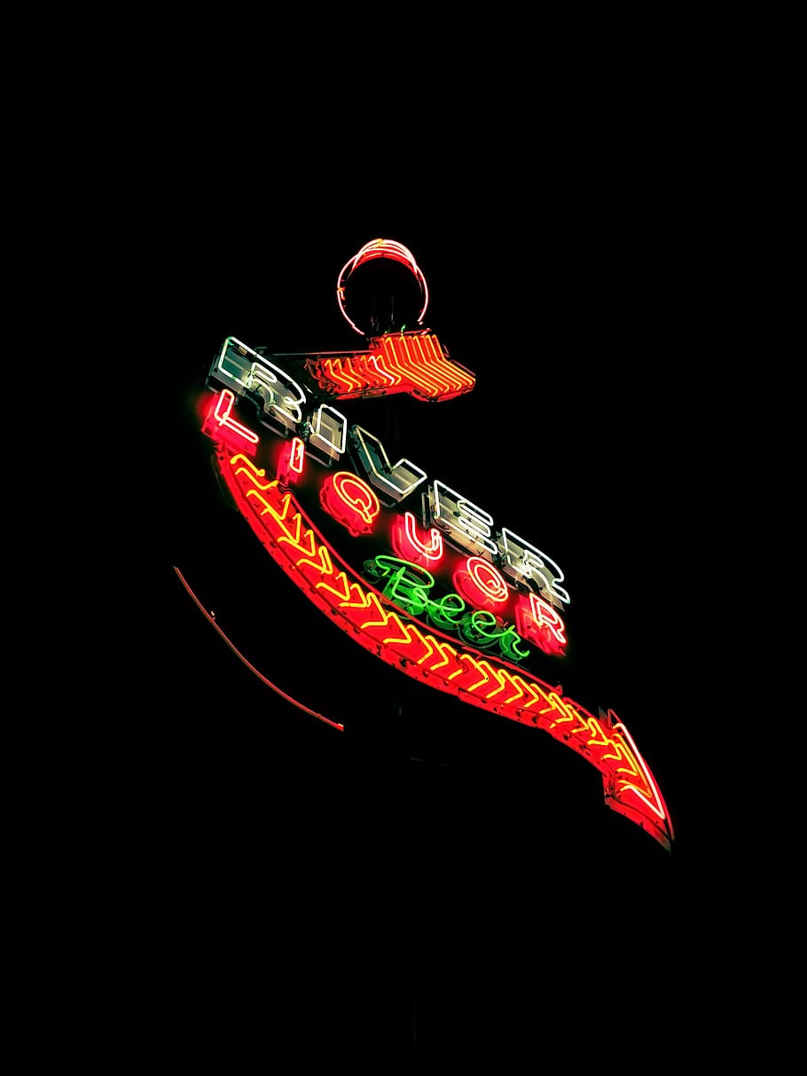 neon, light, dark background, night, hanger, symbol, transportation HD wallpaper