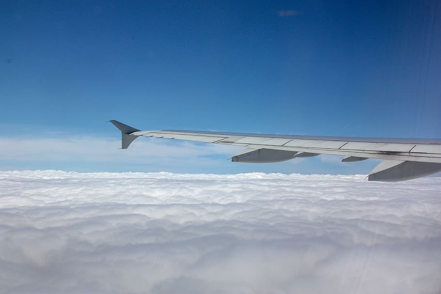 airplane, airplane window, sky, cloud, clouds, wing, air vehicle HD wallpaper