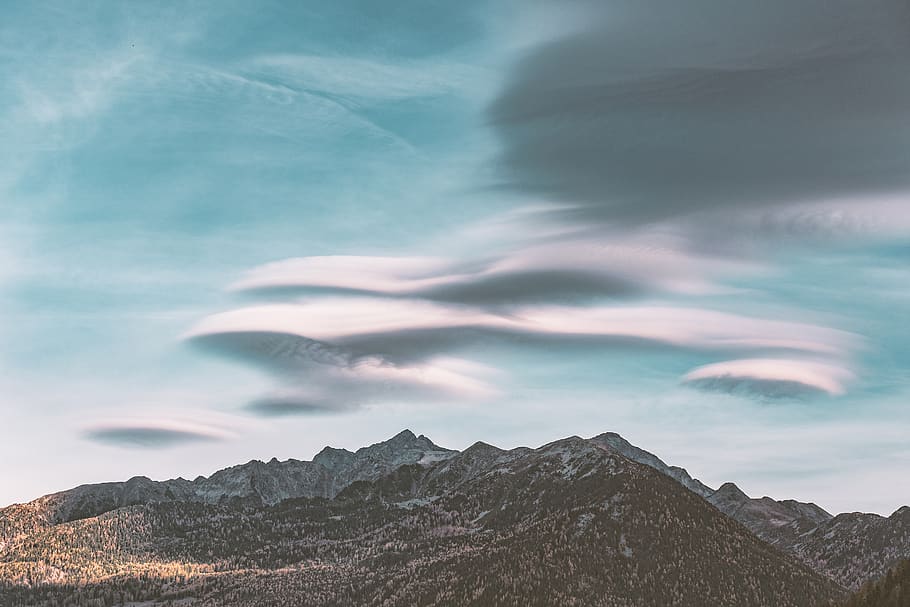Mountain Under Clouded Sky, clouds, cold, daylight, high, ice HD wallpaper