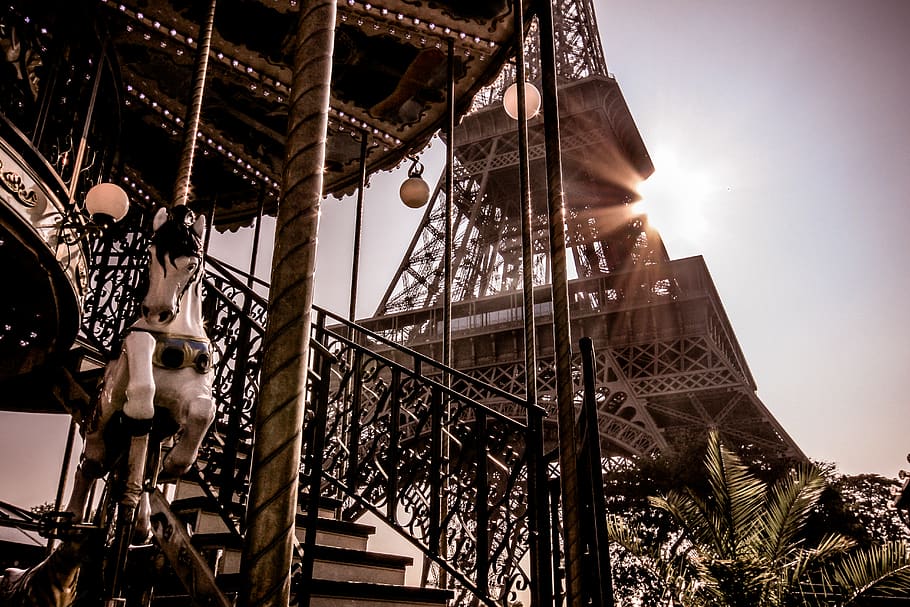 paris, sky, amusement park, architecture, low angle view, built structure HD wallpaper