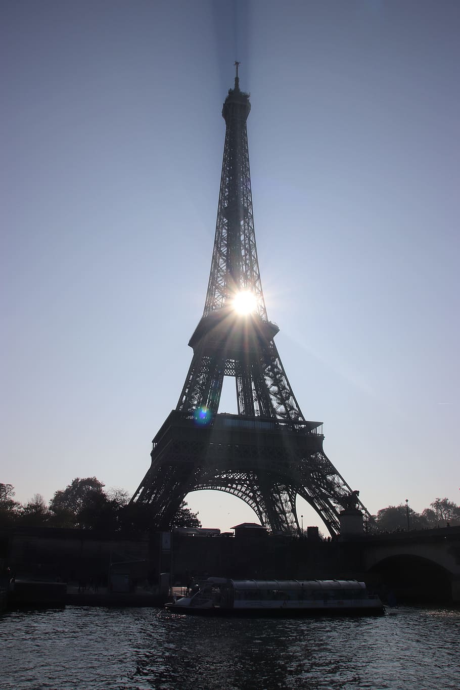 paris, eiffel tower, magic, sun, seine, metal, beam, sky, water HD wallpaper