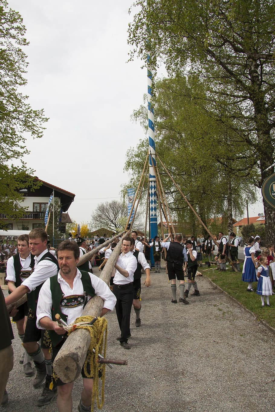 maypole, human, activity, crowd, people, group of people, real people HD wallpaper